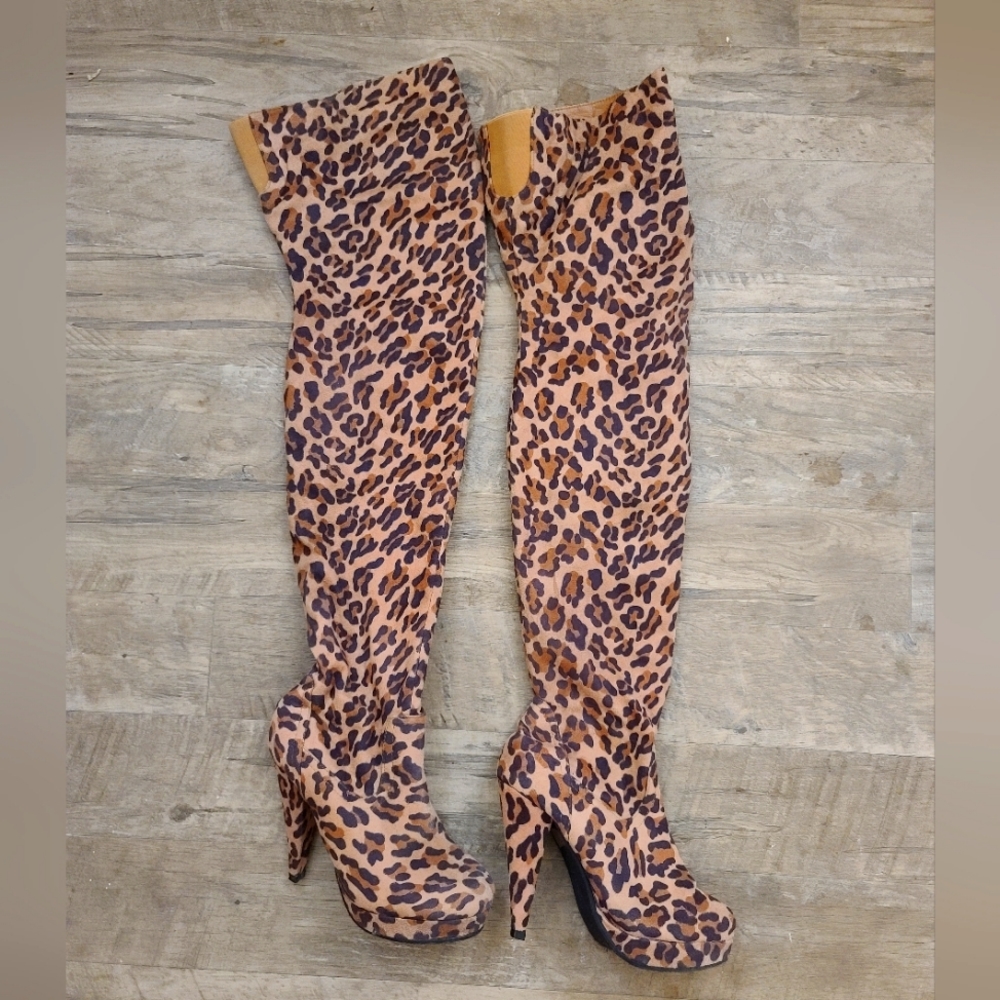 Dolls kill cheetah knee boots